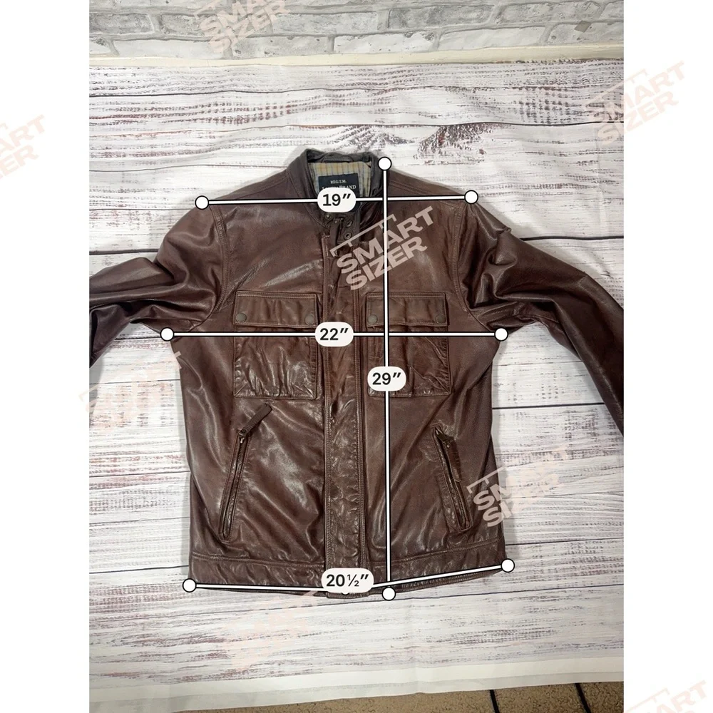 Lucky Brand Men's Brown Leather Zip Up Bomber Jacket